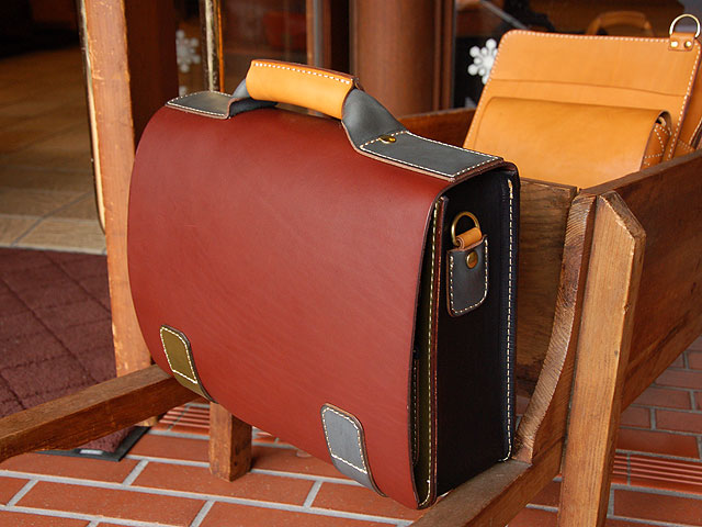 マルチカラー 総かぶせ・横型2wayビジネスバッグ サイド