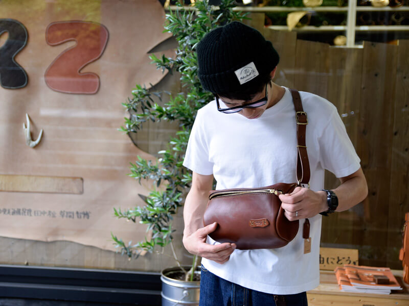 立体マチ・ボディバッグ(F-5) ファスナー開閉