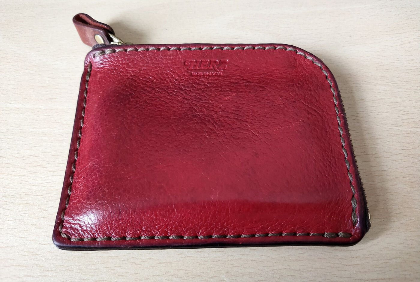 L字ファスナーミニ財布(KK-38) レッドのエイジング