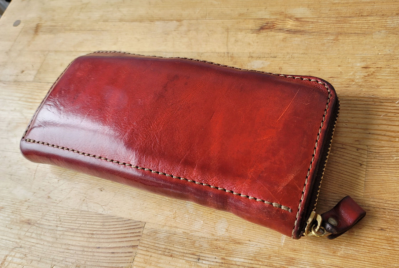 ファスナー長財布(WL-58) レッドエイジング