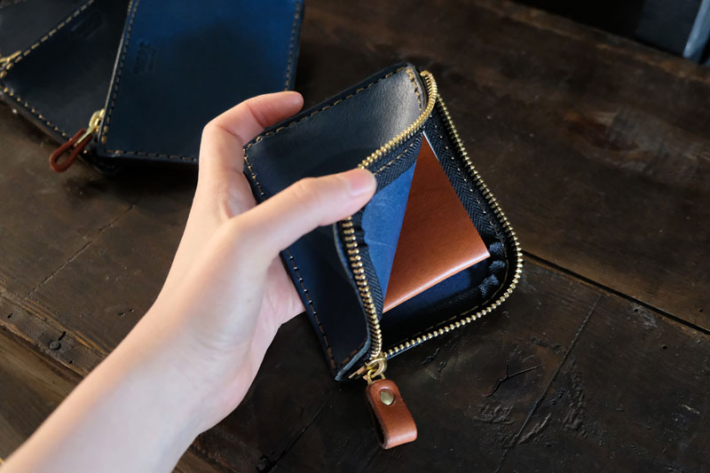 ネイビーのL字ファスナーミニ財布(KK-38) オープン