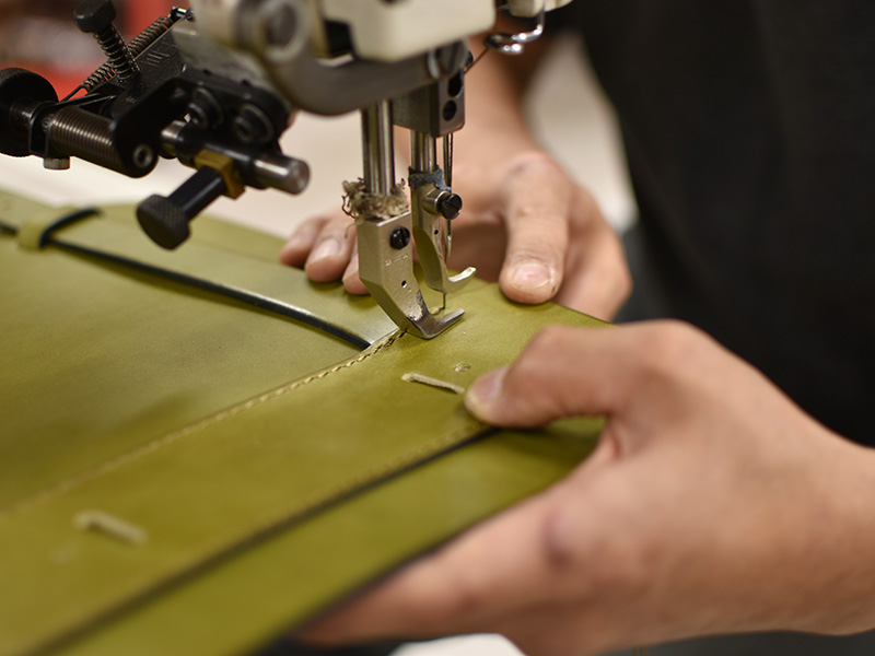 縦型ランドセル・玉縫い(R-51-A)グリーン製作の様子6