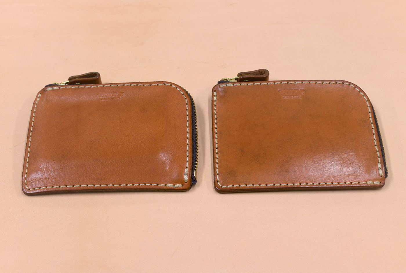 ヌメ革の経年変化の様子(3ヵ月)