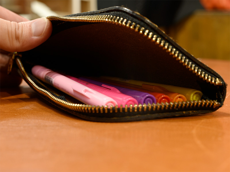 トレー式ペンケース(KP-5)Lサイズ/グリーン収納例1